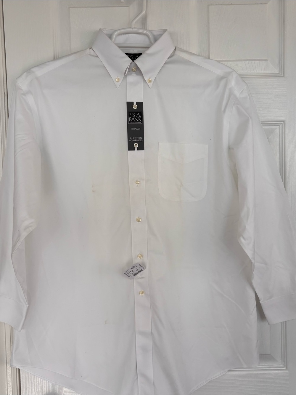 Jos. A. Bank White Button-Down Dress Shirt with Chest Pocket